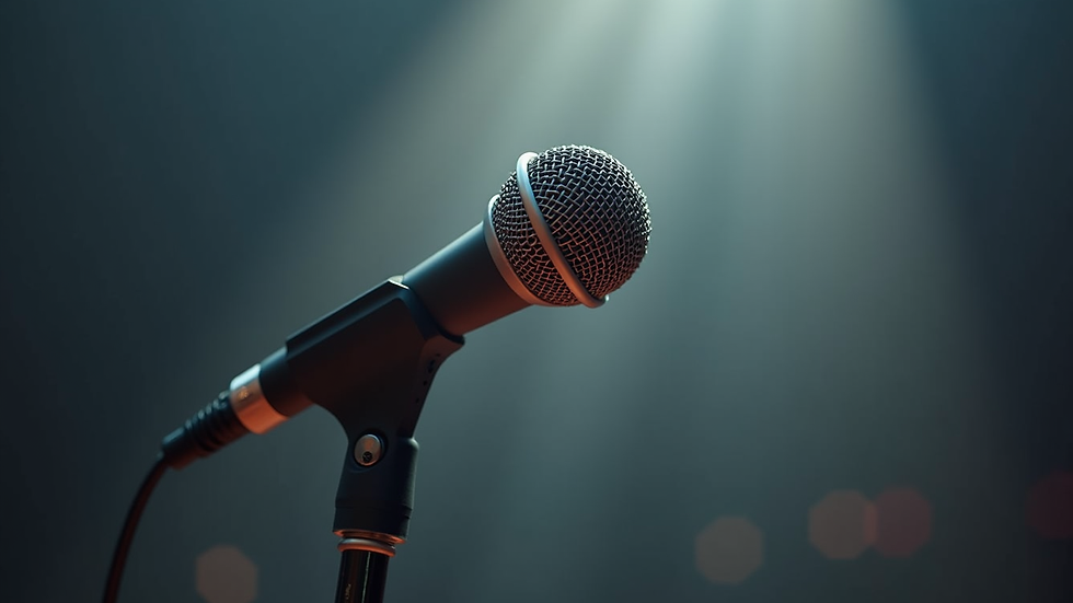 Close-up view of a microphone on a stand ready for a speech