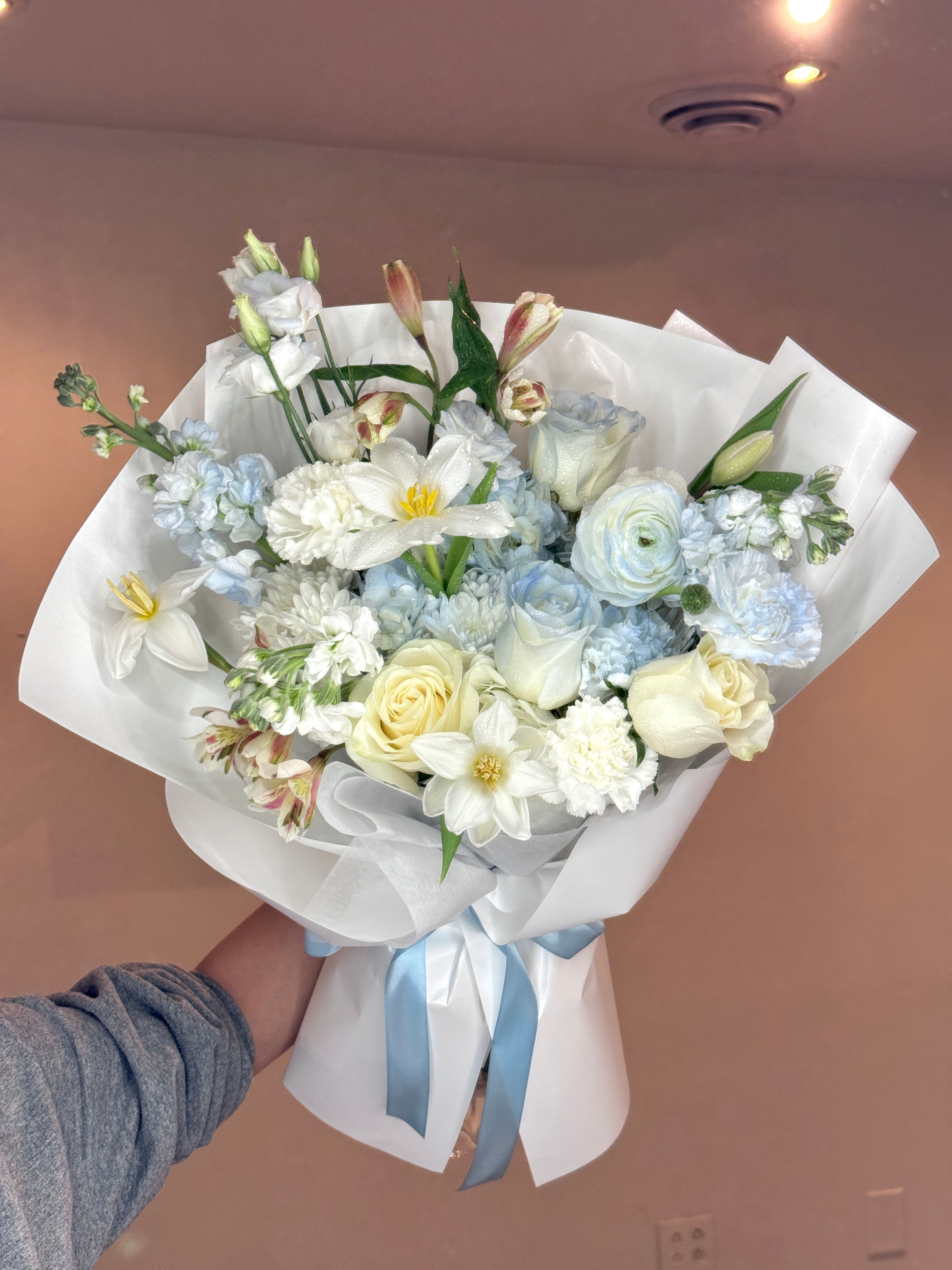 Large White and Blue Bouquet