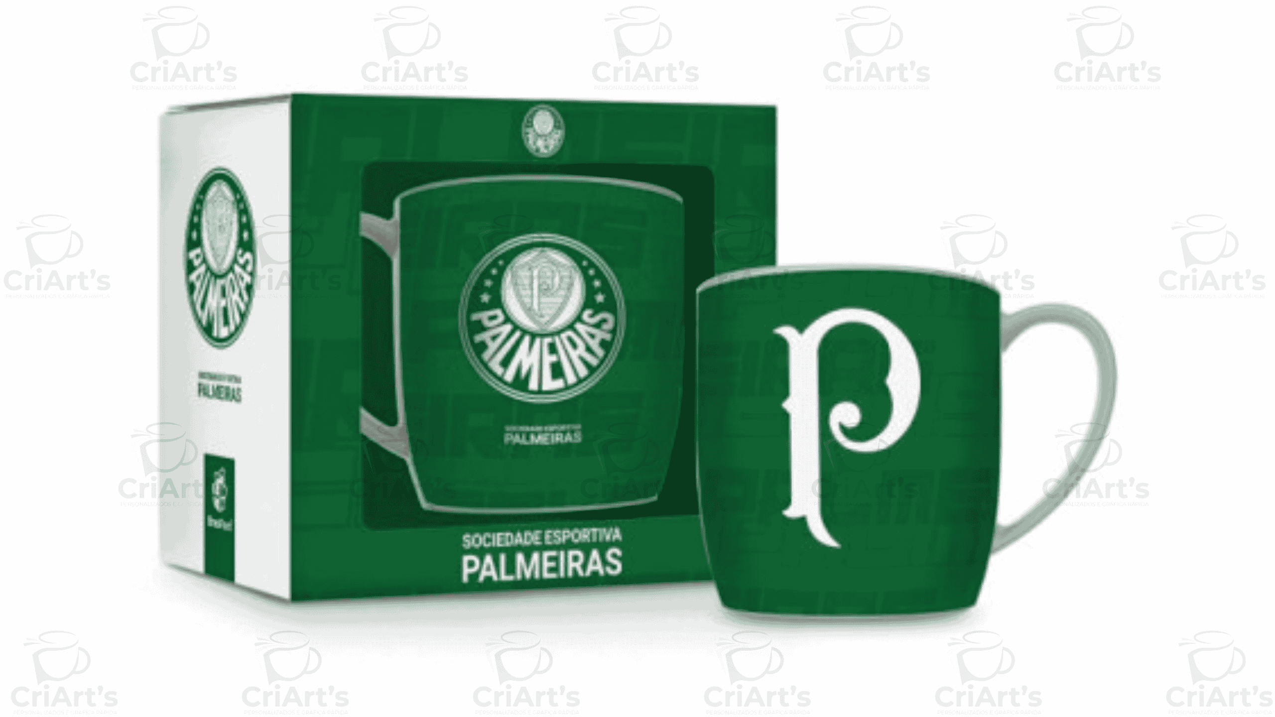Caneca Porcelana Urban 300ml Verde Palmeiras