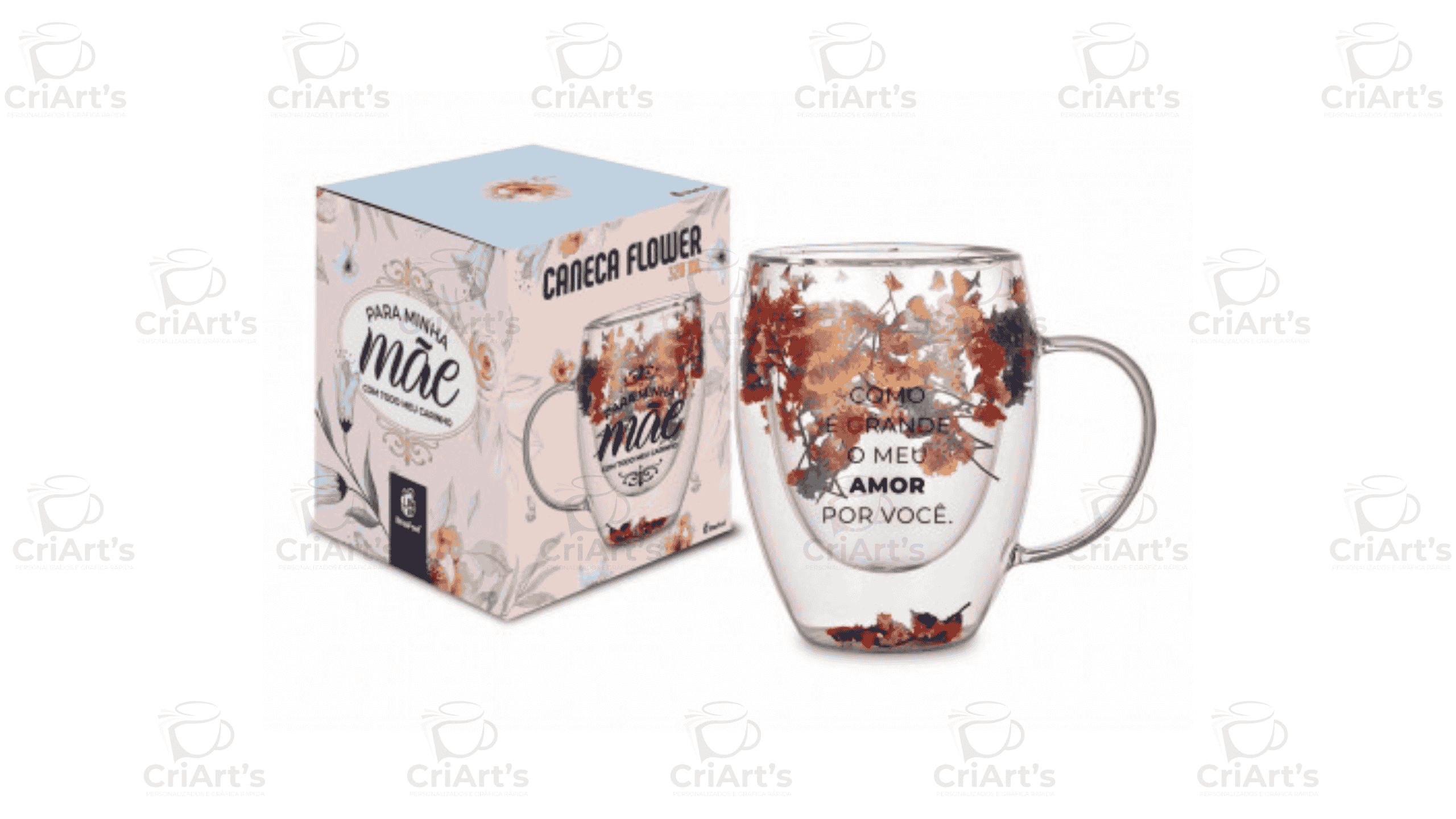 Caneca Flower Mãe Com Carinho