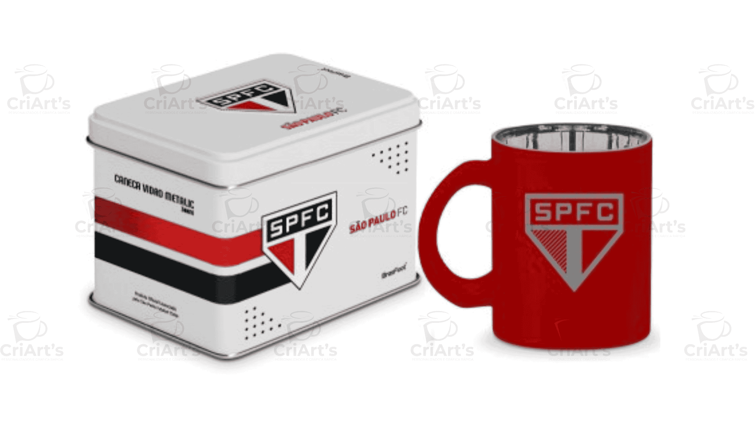 Caneca Vidro Diamond Metalic Lata São Paulo