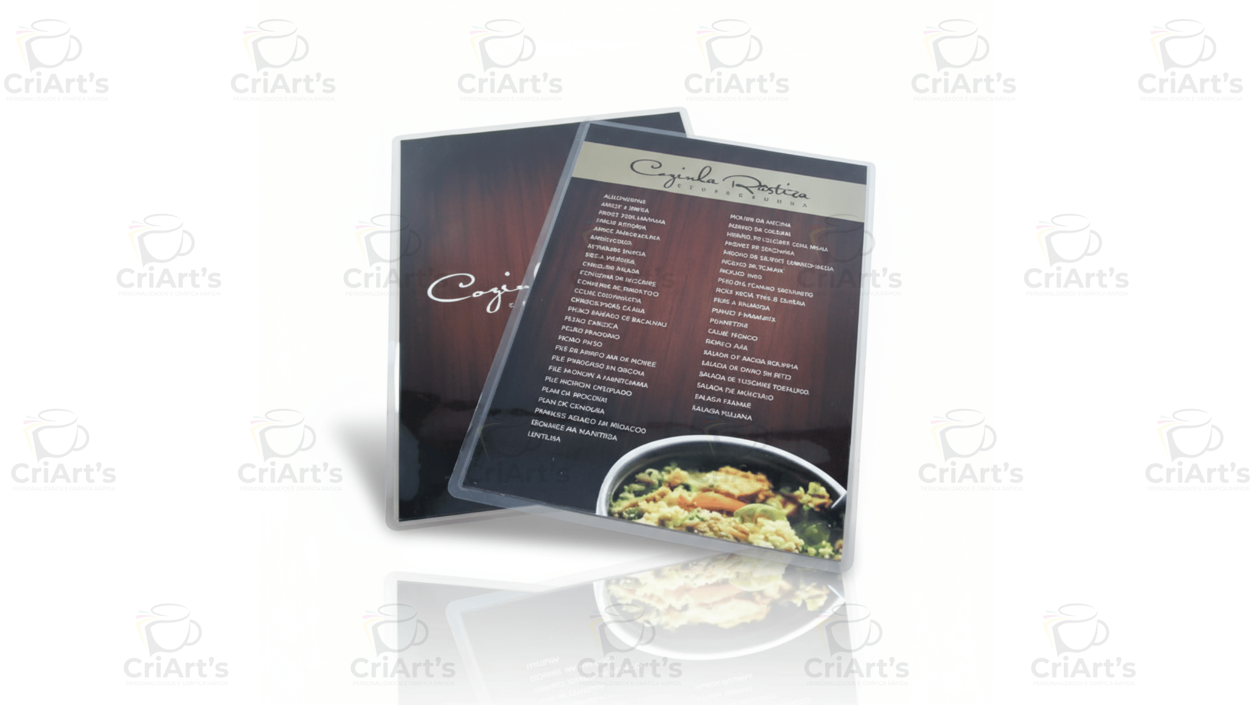 Cardápio plastificado - A4 (arte frente e verso)