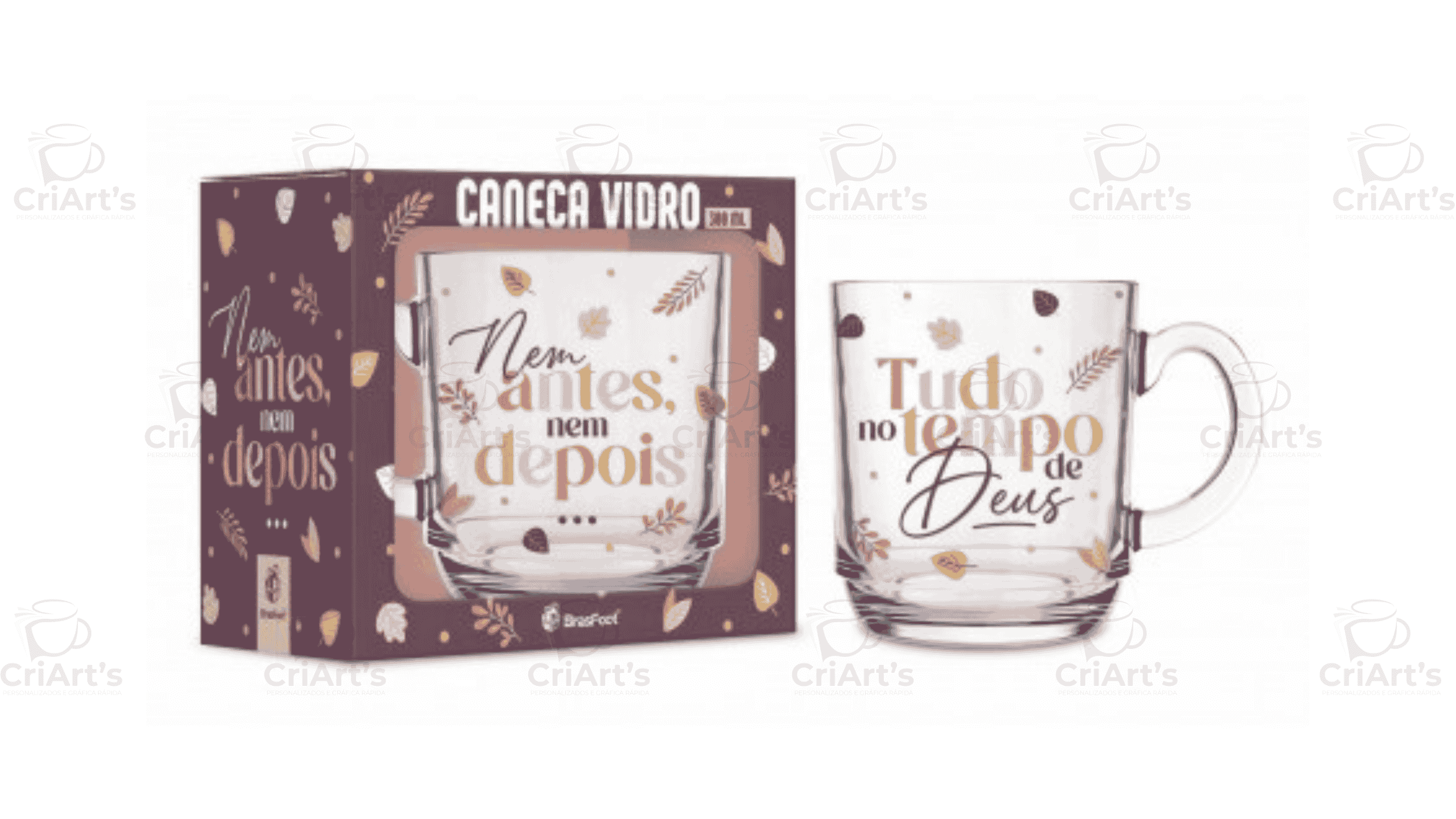 Caneca Vidro Elegance Tempo de Deus