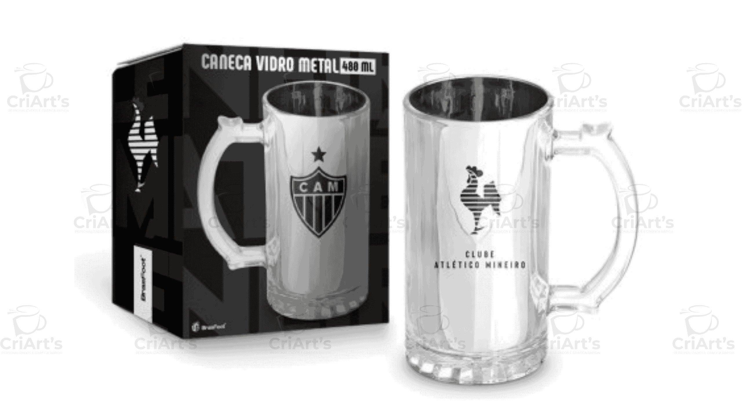 Caneca Vidro Berlim Metalic Atlético