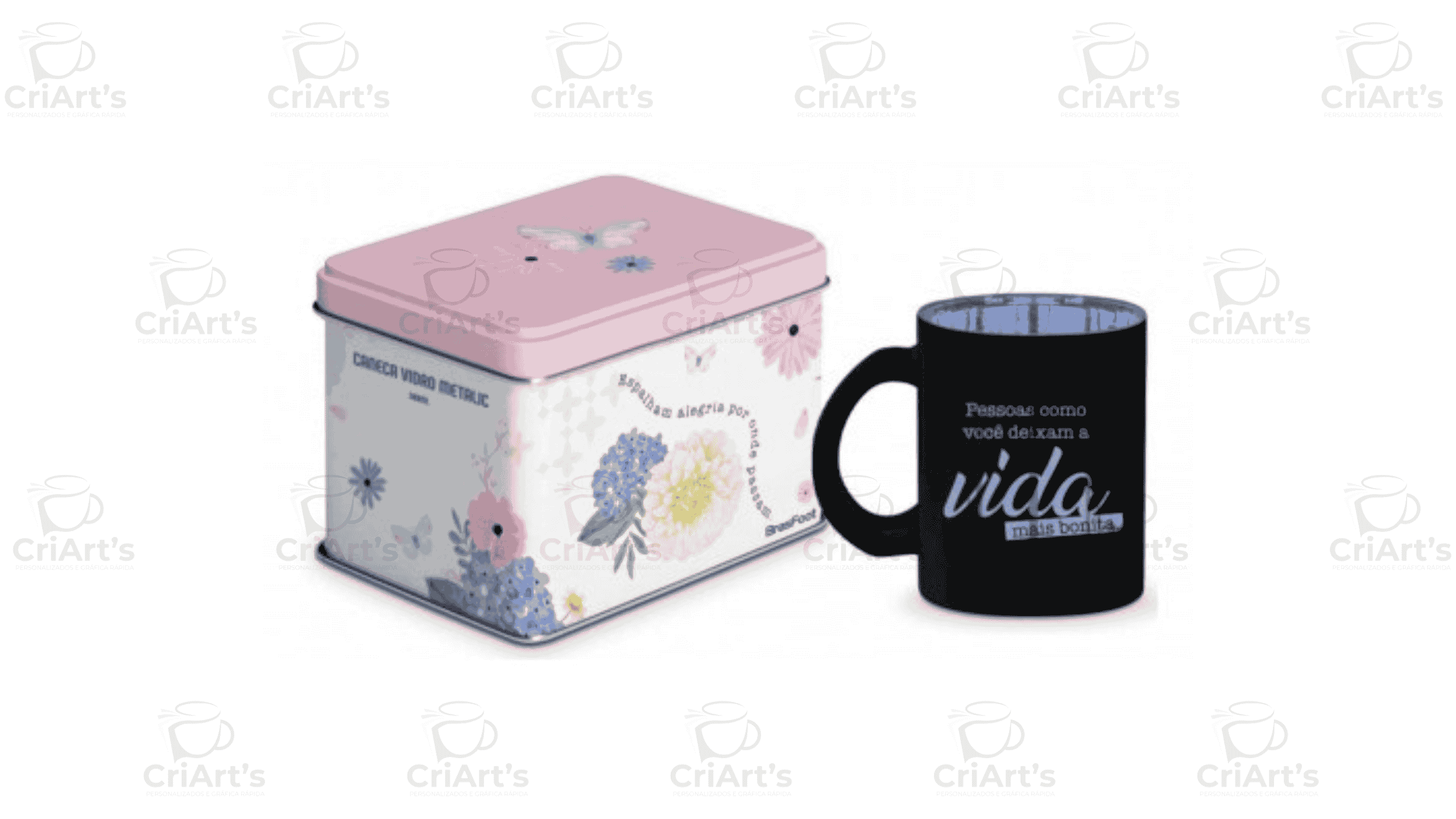 Caneca vidro diamond lata 300ml - pessoas como voce deixam a vida mais bonita