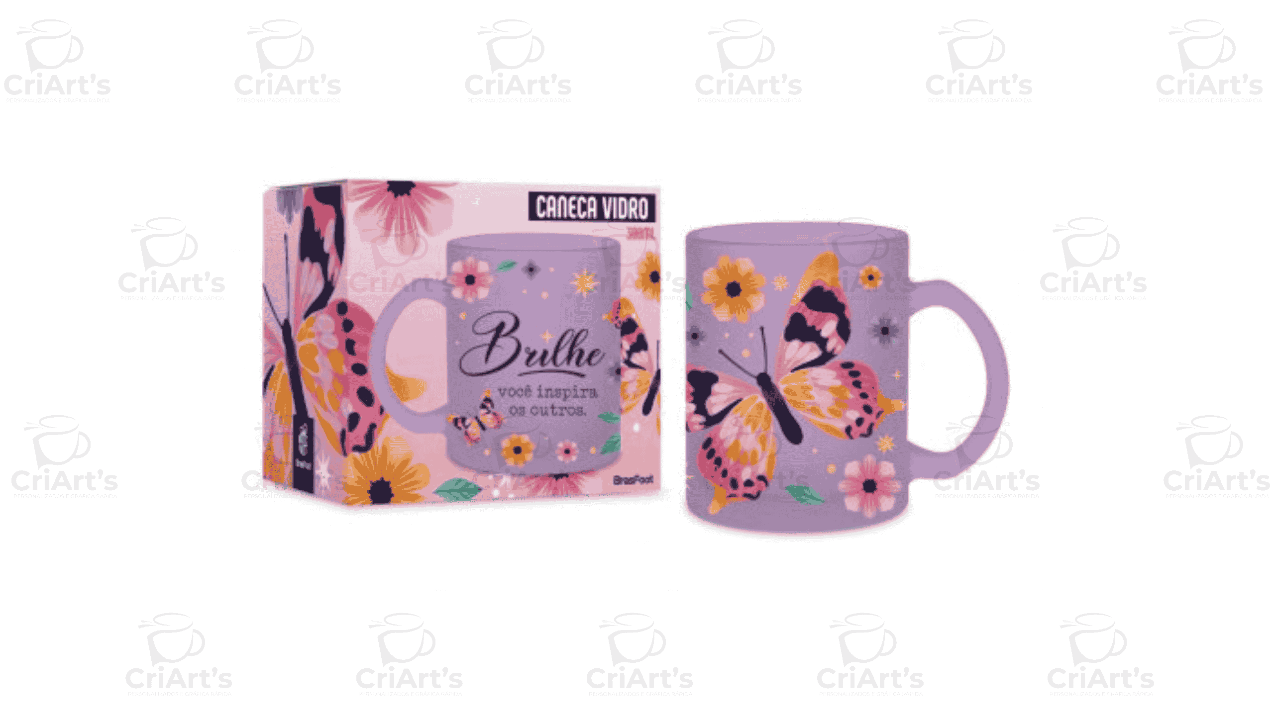 Caneca Vidro Diamond Brilhe Você Inspira