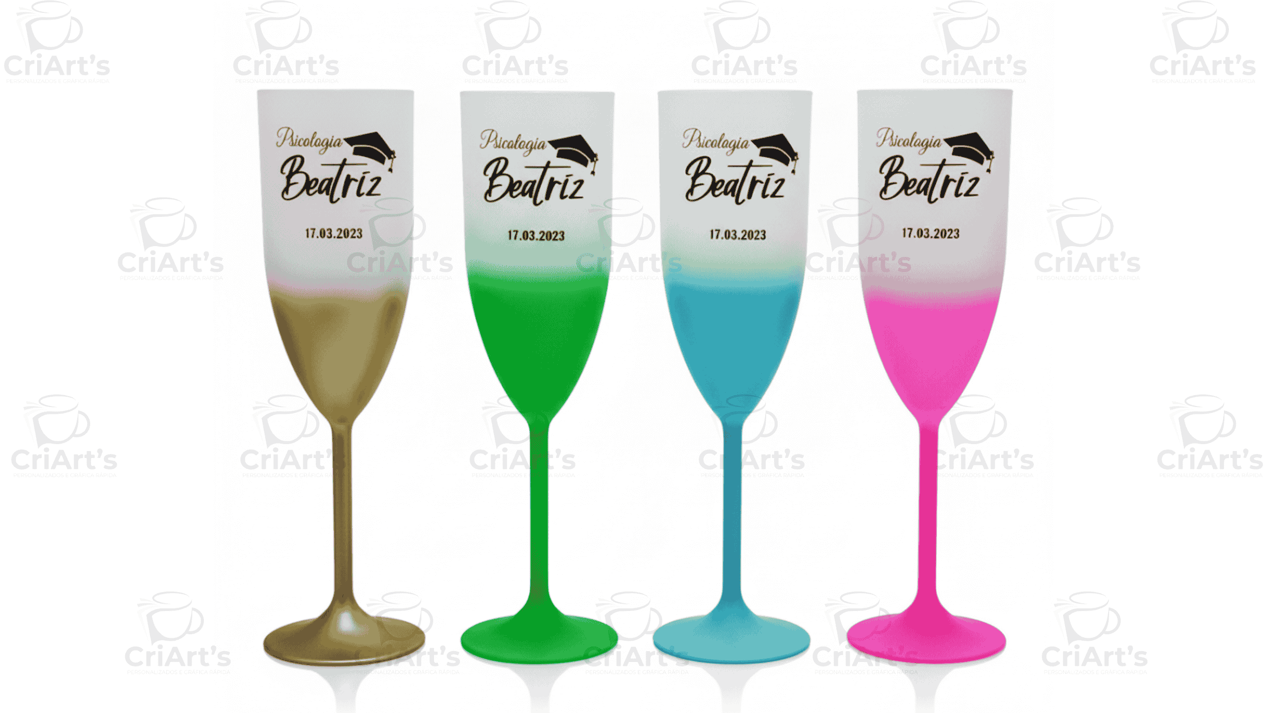 Taça Champanhe 180ml - Degradê Colorido
