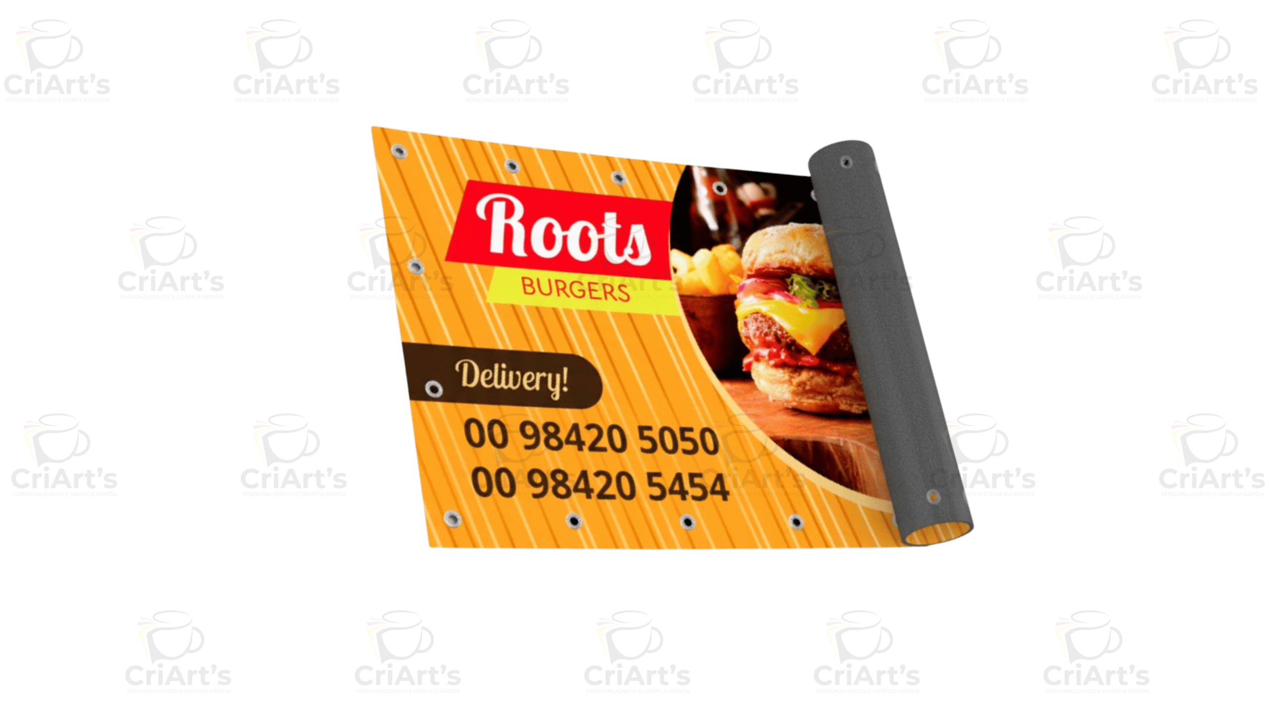 Banner com ilhós no m² (arte loja)