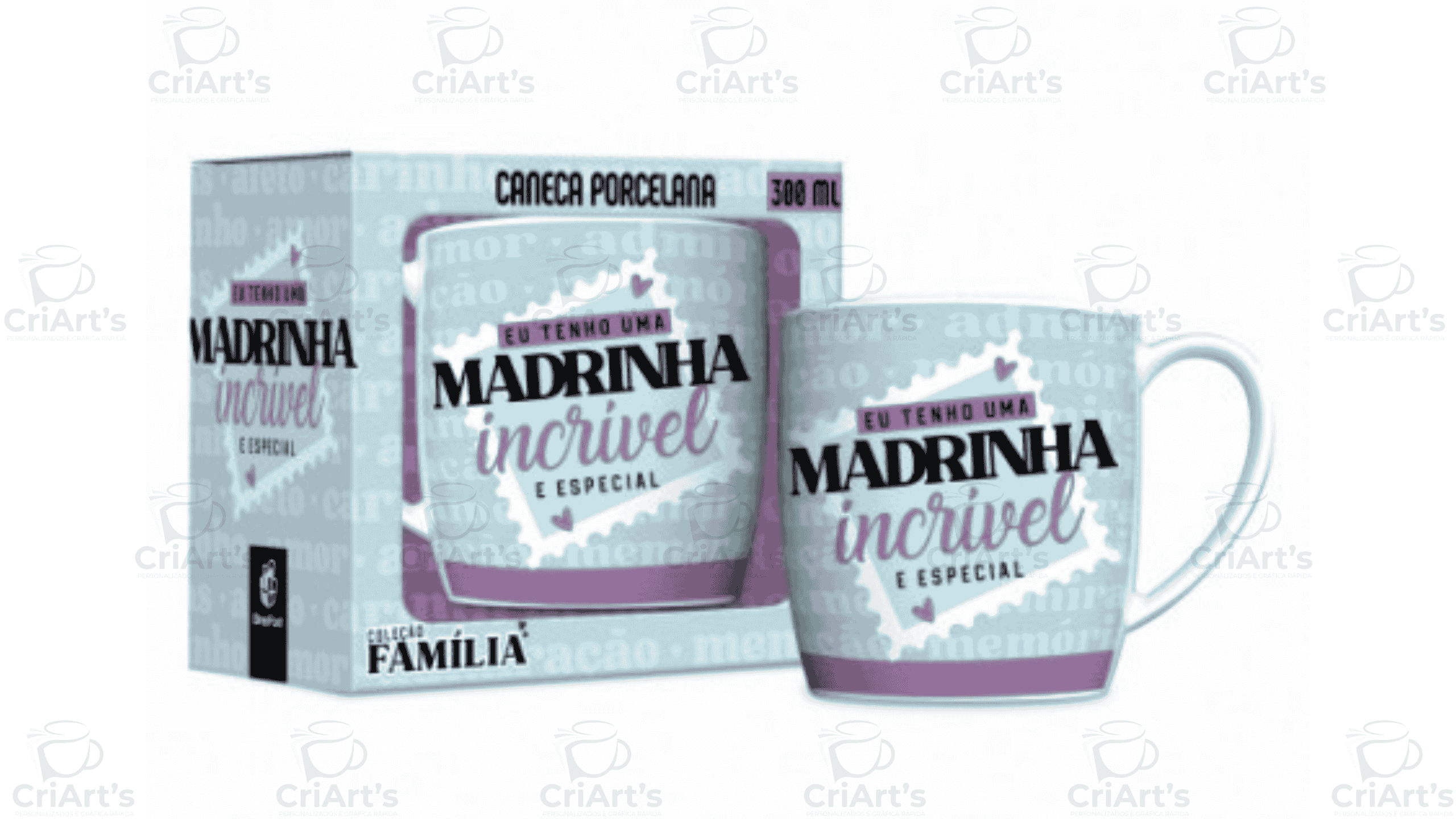 CANECA PORCELANA URBAN 300ML FAMILIA - MADRINHA INCRIVEL