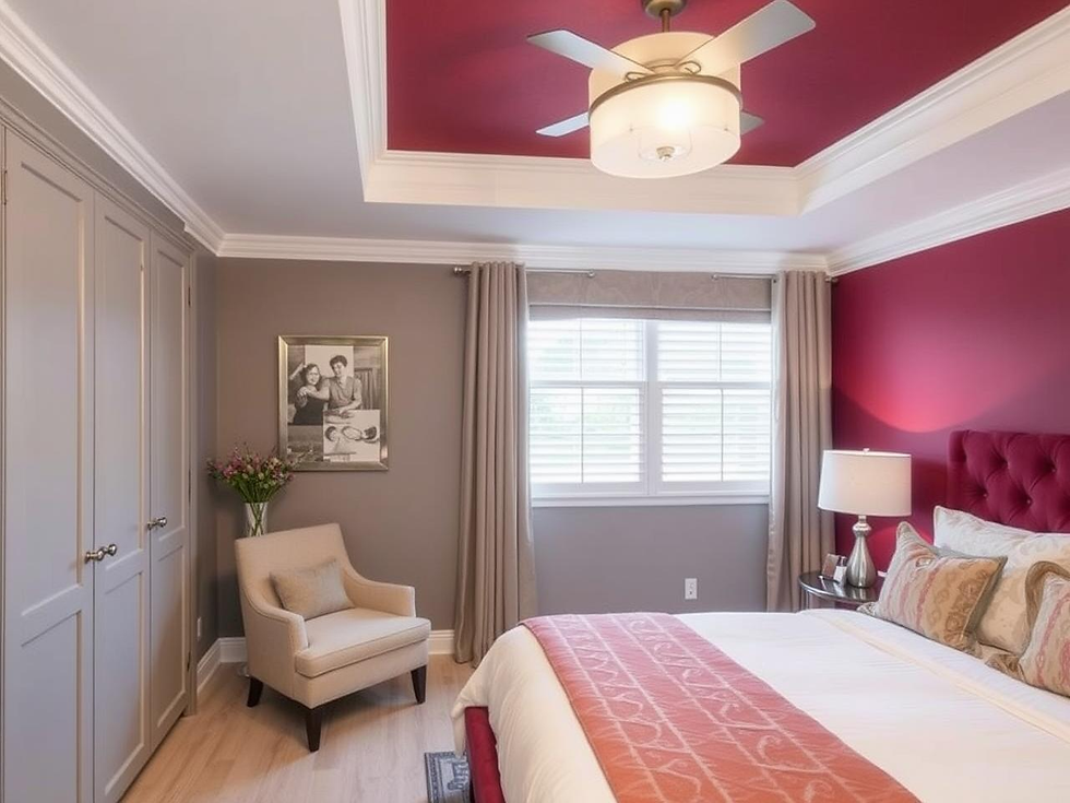 Grey and Burgundy bedroom