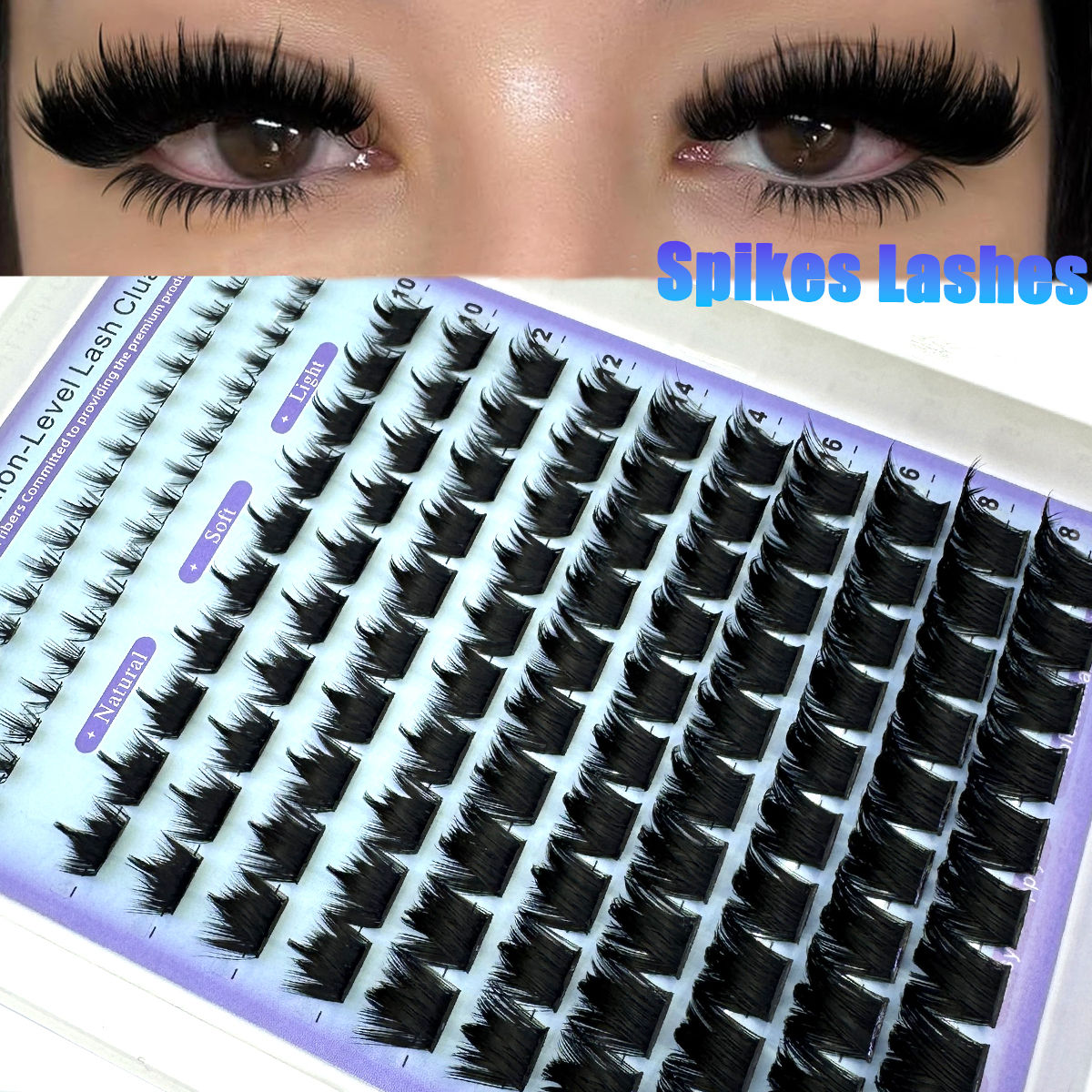 Salon-Like Lash Clusters Kit With Spikes DIY Eyelash Clusters D Curve Spiky Full