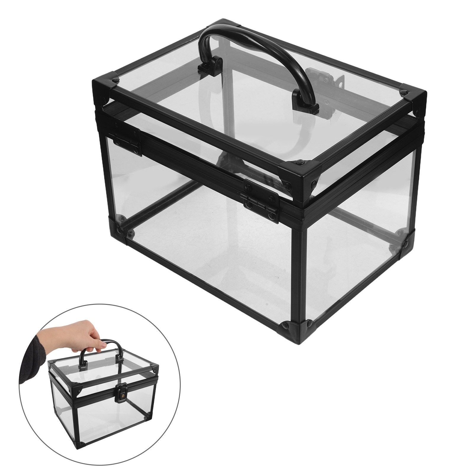 Transparent Cd Dvd Storage Box Stackable Disc Organizer Case with Lid Handle for