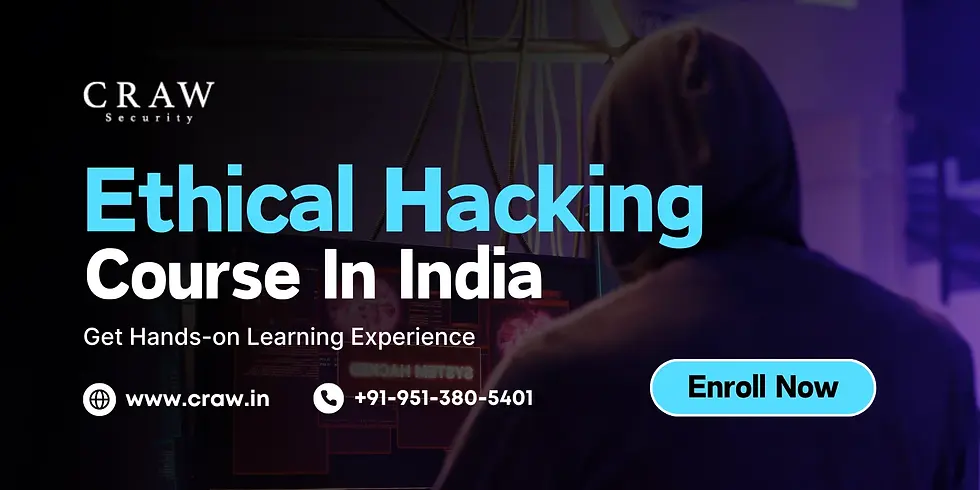 Enroll in an Ethical Hacking Course in India with hands-on learning. Join Craw Security for expert training.