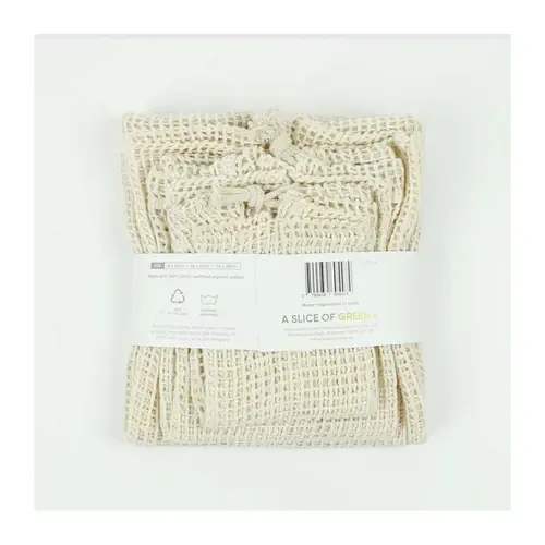 A Slice of Green Organic Cotton Mesh Produce Bags - Variety Pack Set of 3