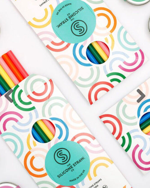 Thumbnail: The Silicone Straw Company Reusable Silicone Straws x 8 with straw brush