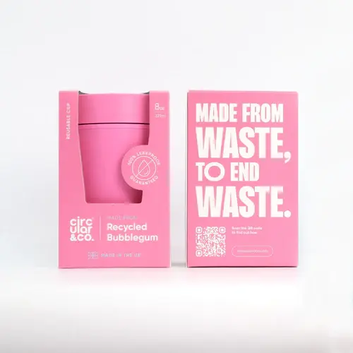 Thumbnail: Circular&Co. Reusable Coffee Cup – Made From Bubblegum 8oz & 12oz