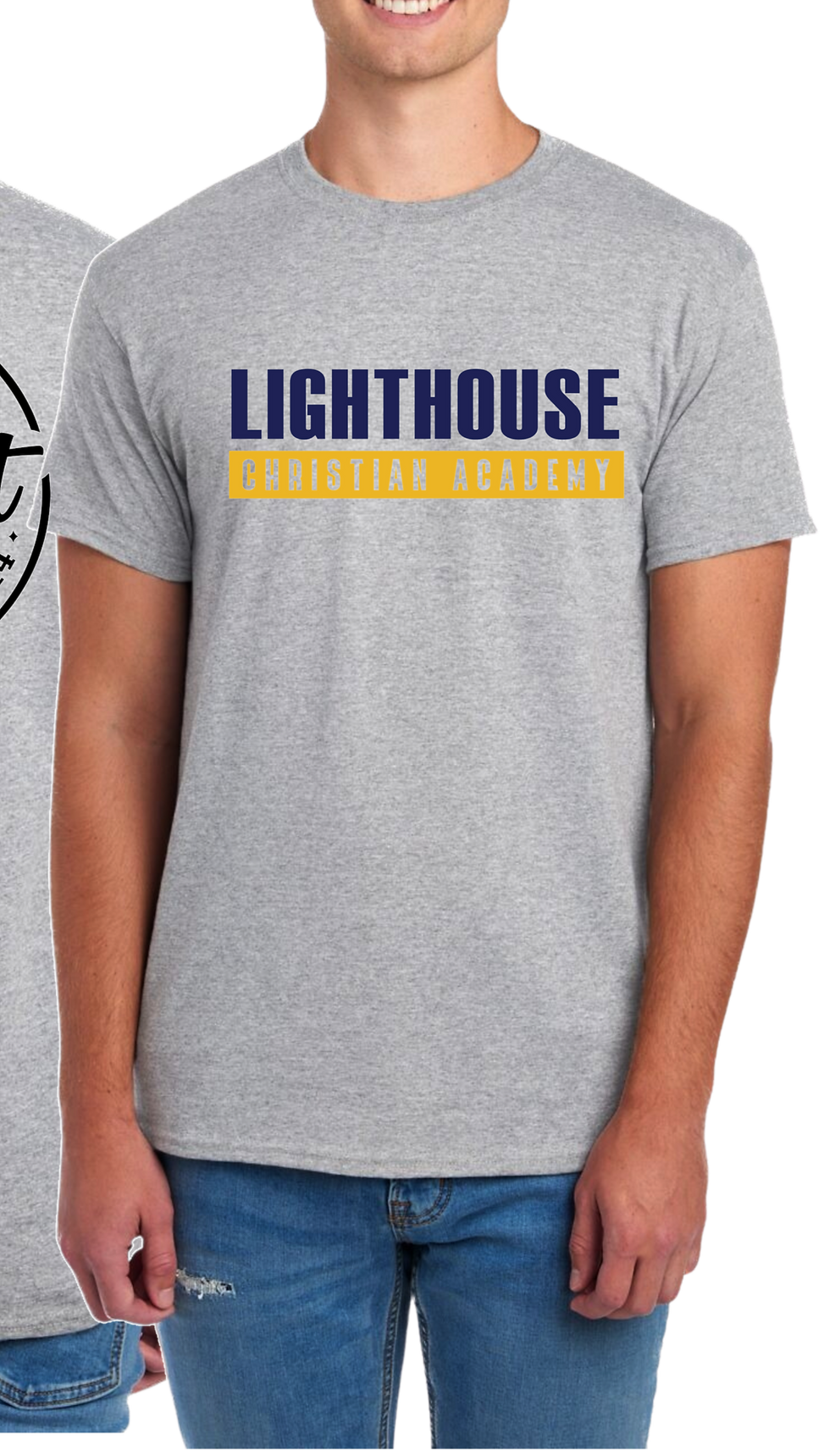 Thumbnail: ADULT, Gray T-Shirt, Lighthouse