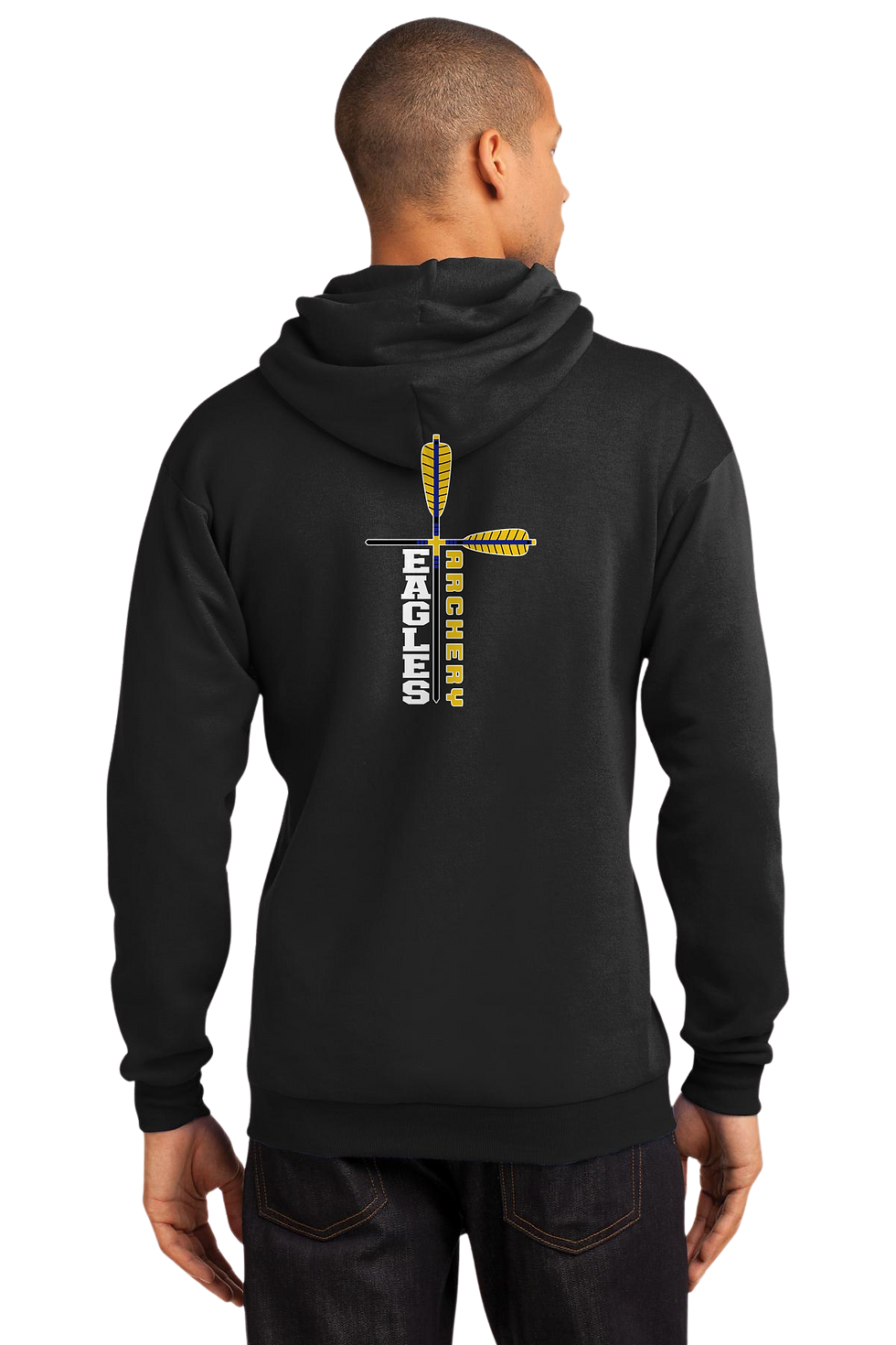 Thumbnail: YOUTH Heather Navy, DISTRESSED Eagles - Fleece Pullover Hooded Sweatshirt