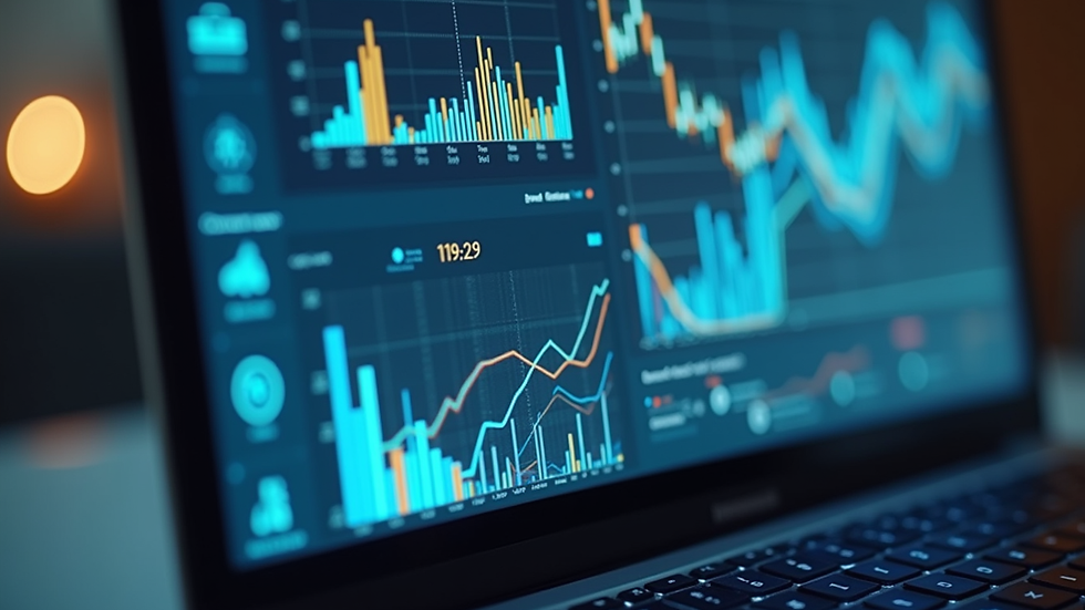 Close-up view of a laptop screen showing AI software dashboard
