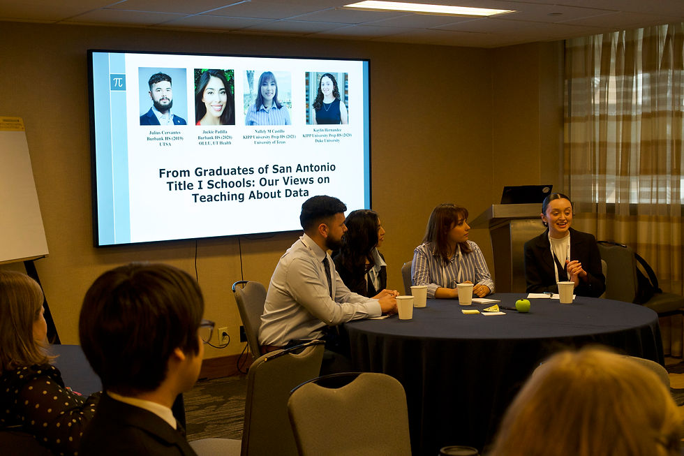 Members of the "Title I Schools: Our Views on Teaching About Data" panel with moderator Julius Cervantes