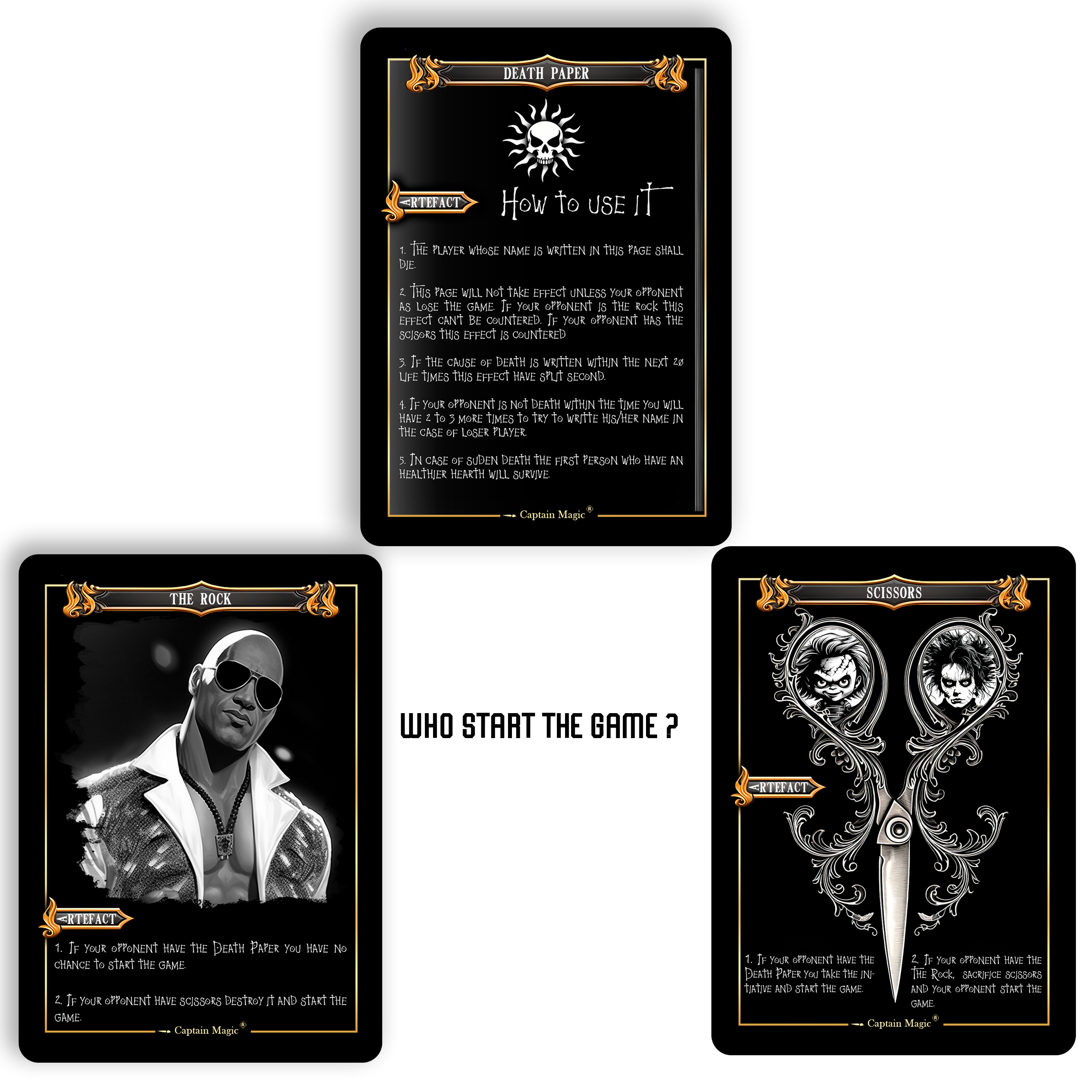 Rock paper scissors tokens - Trio jeton pierre feuille papier ciseaux - MTG