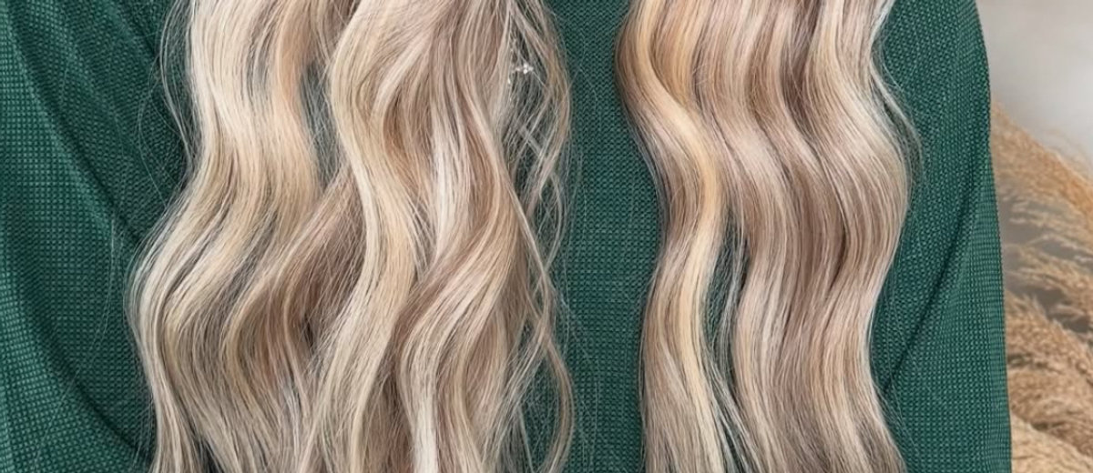 Bright blonde genius weft hair extensions