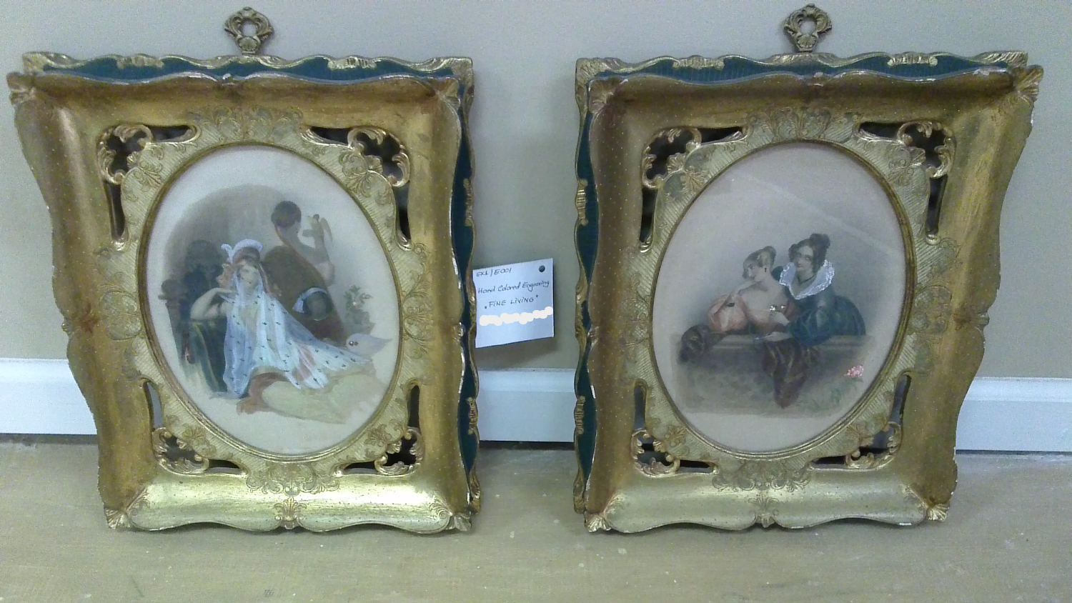 "Fine Living" Hand Colored Engraving. PAIR