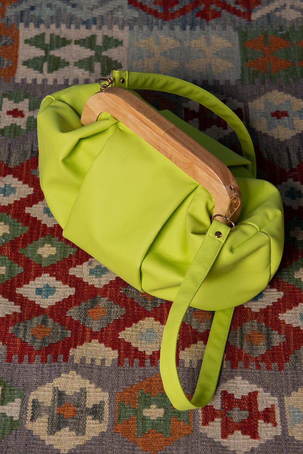 Thumbnail: Reticule with wooden handle "Lime"