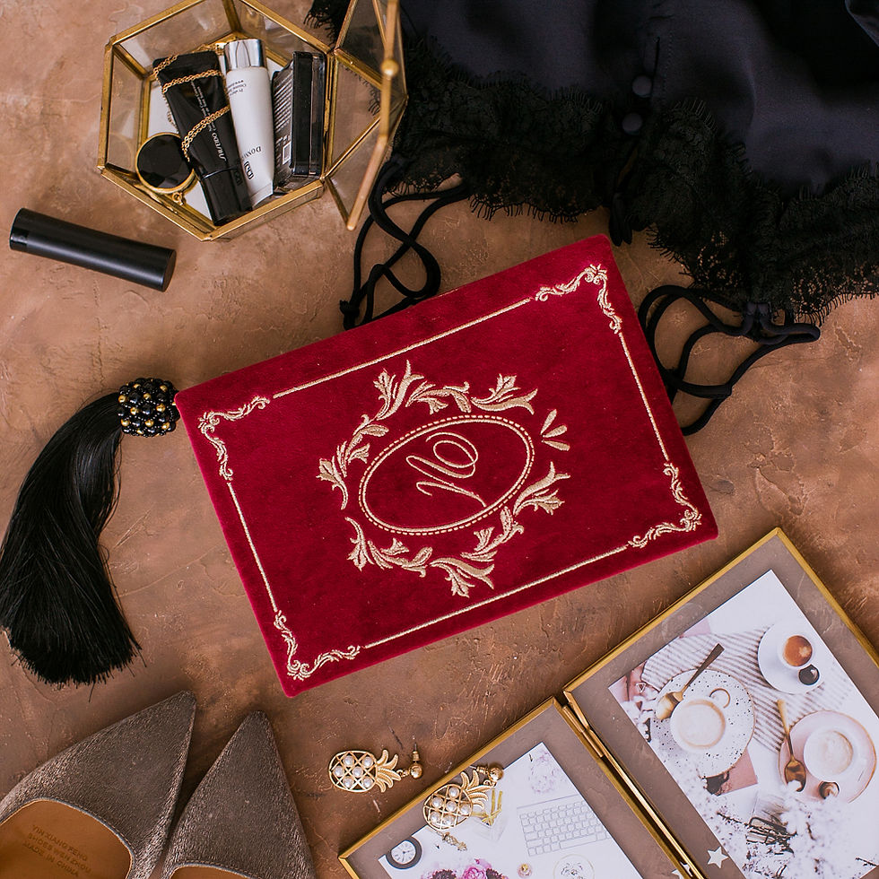 Thumbnail: red clutch book with initials personalized
