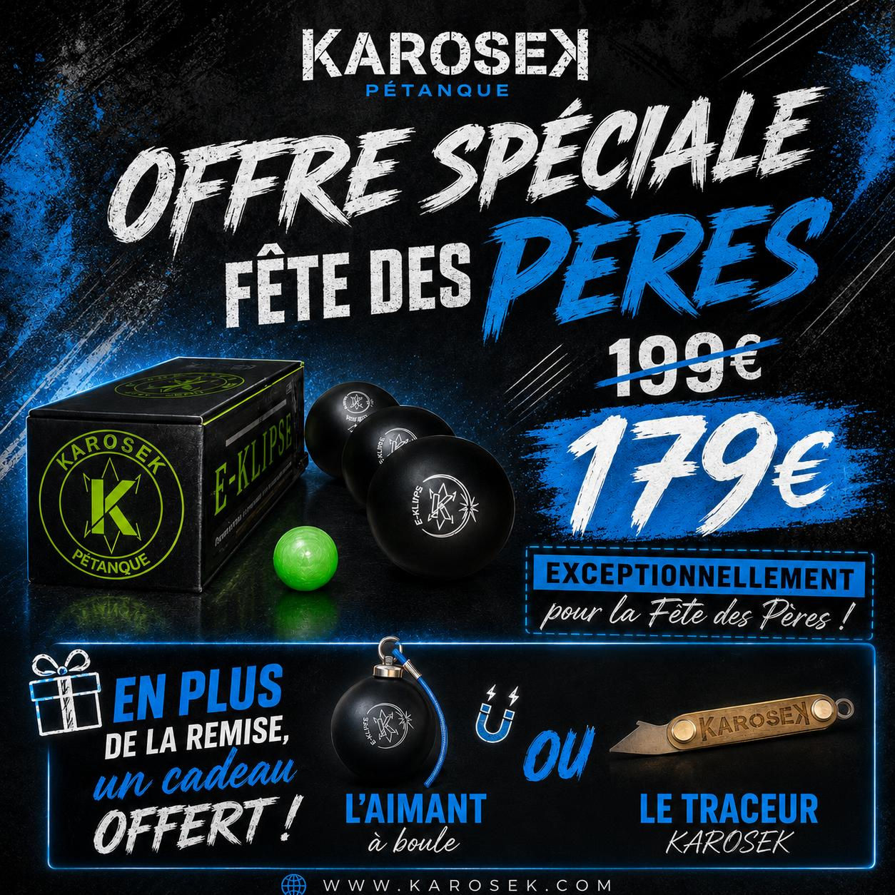 E-KLYPS de KAROSEK - Triplette de Boules de pétanque "Compétition"
