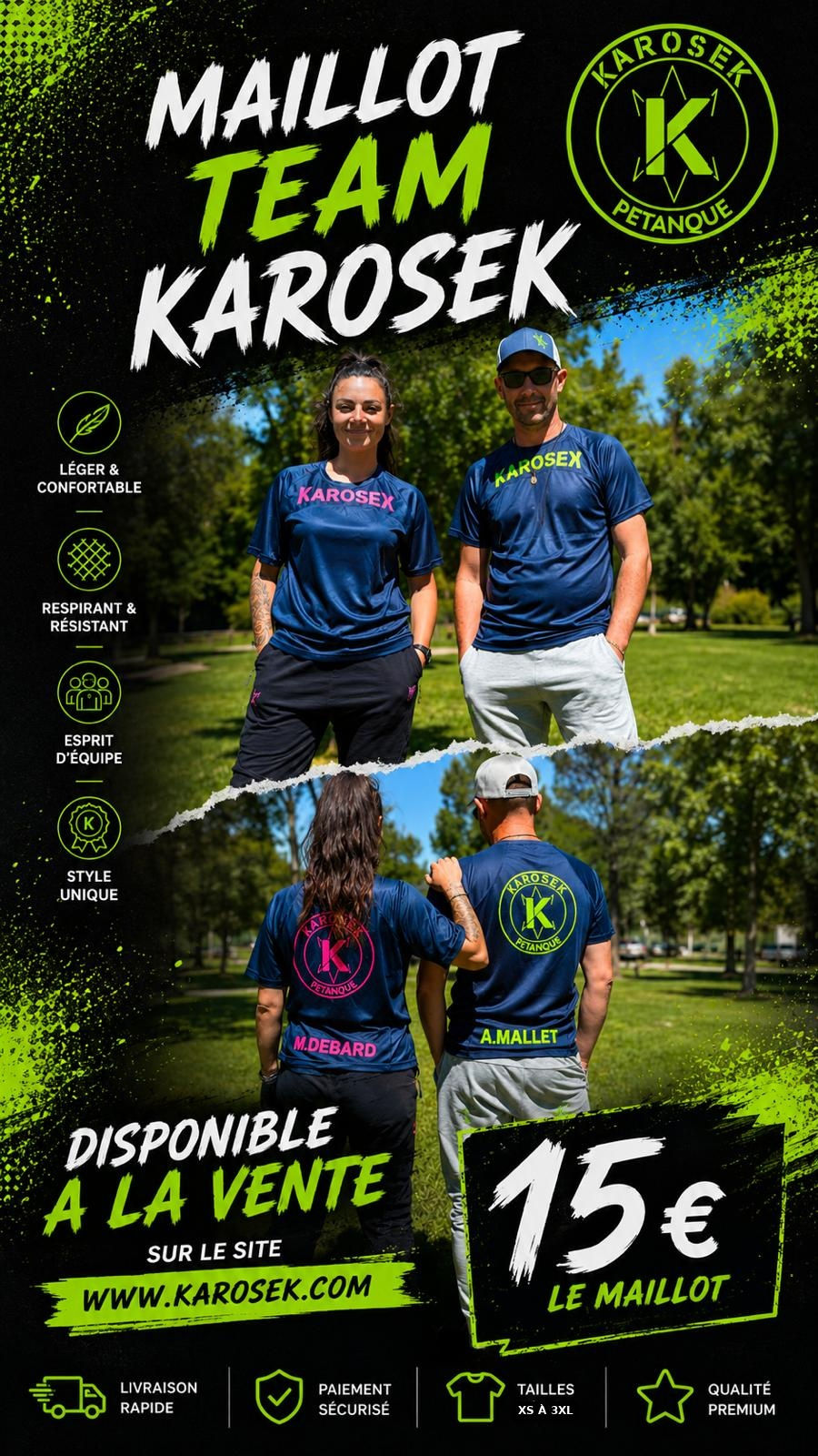 Miniature : T-shirt de la Team KAROSEK bleu avec logo rose
