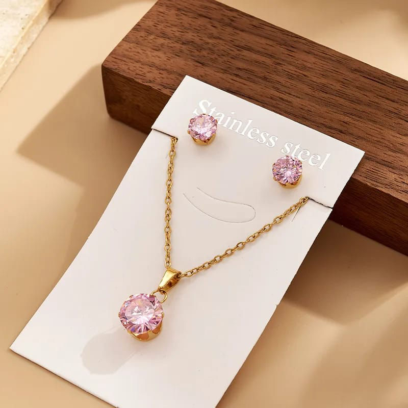 Conjunto dorado Destellos rosa