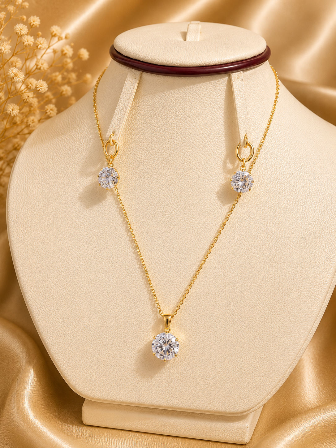 Conjunto dorado punto de luz blanco