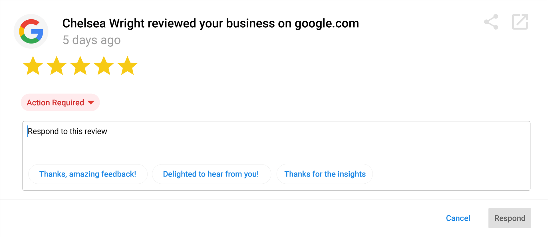 GIF of business responding to a customer review