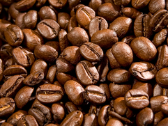 coffee beans scattered
