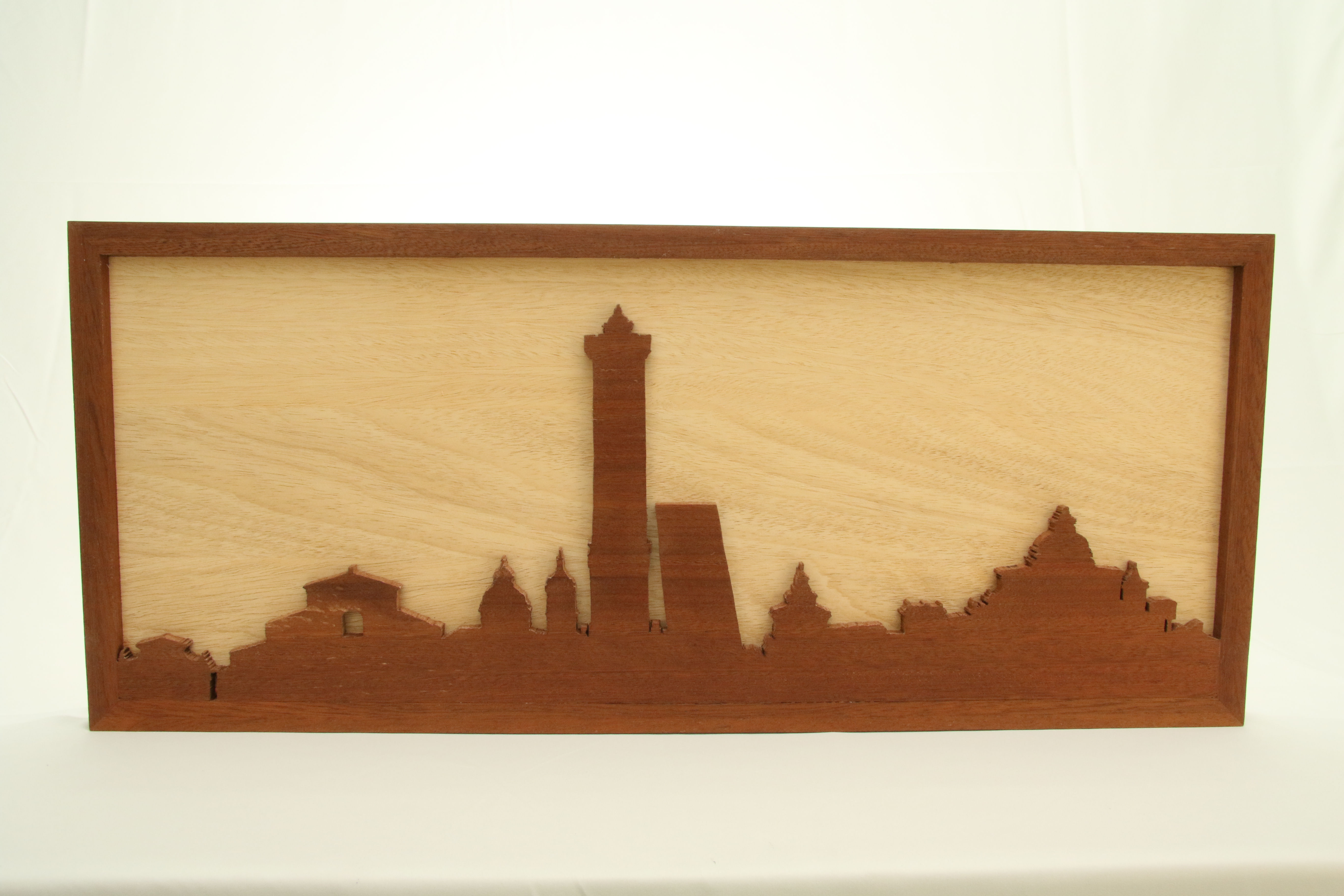 Quadro in legno skyline Bologna vista frontale