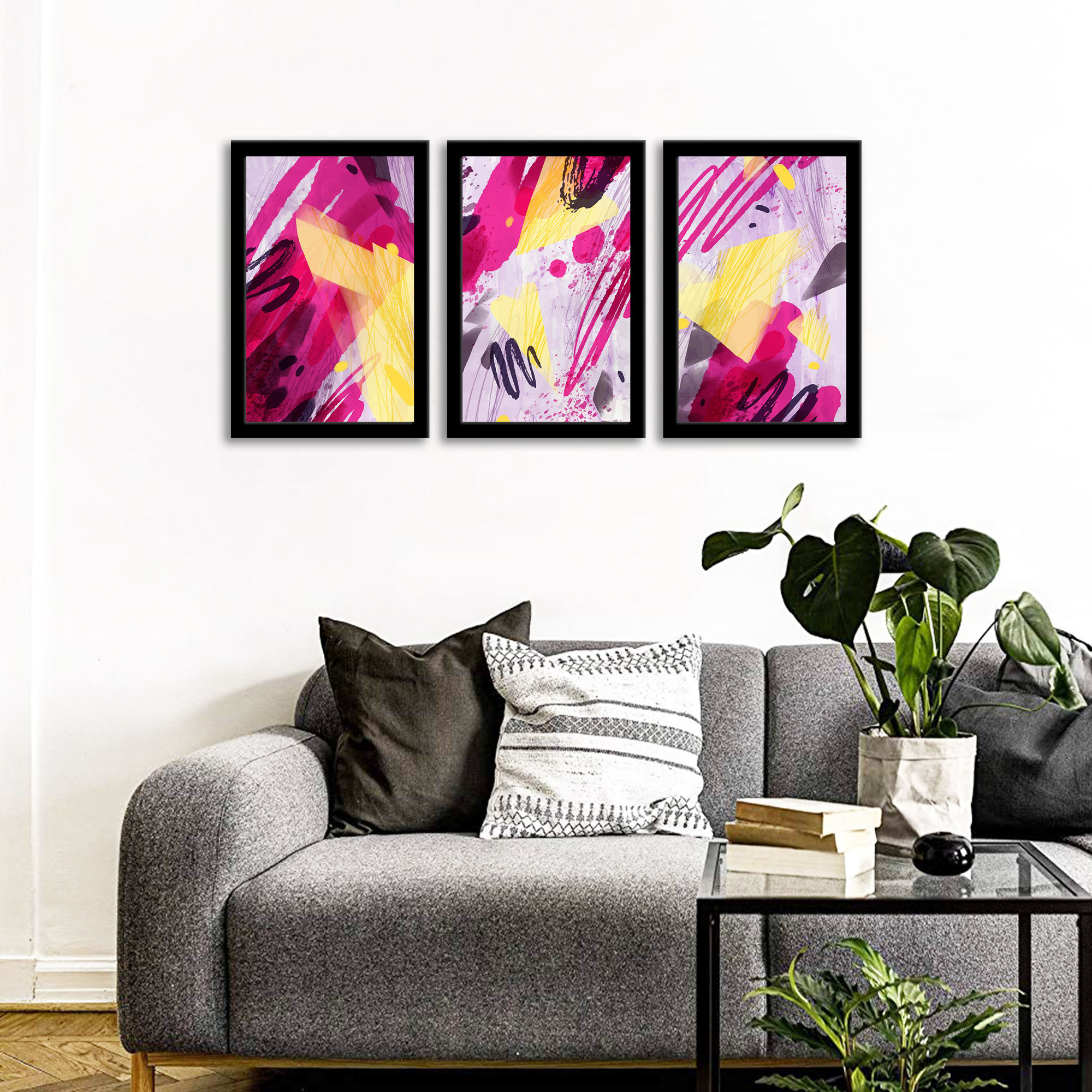 WENS Framed "Contemporary Ink Painting"  Set of 3