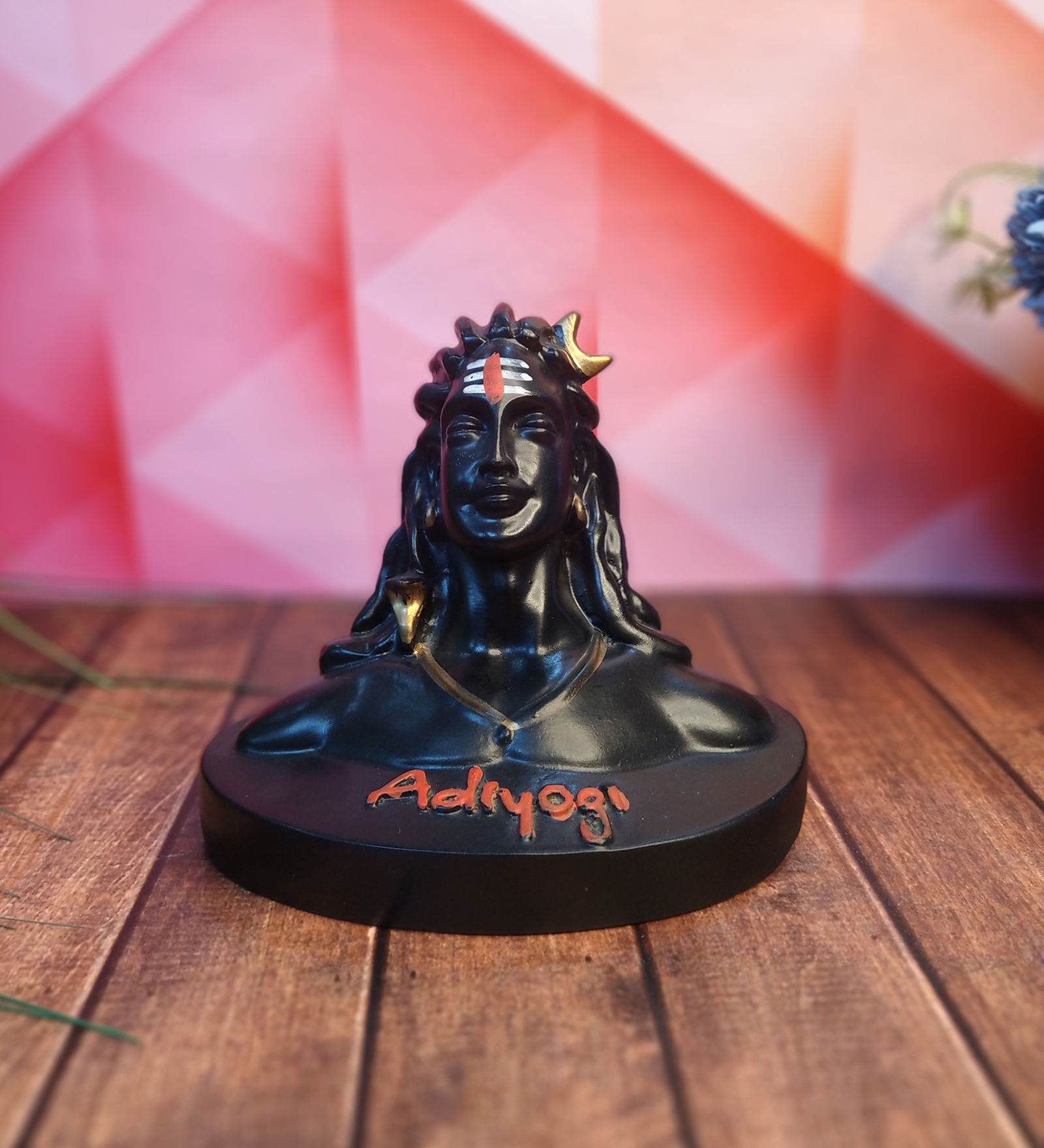 WENS Black  5" Polyresin Adiyogi for Car Dashboard Idol/Murti/Statue for Mandir