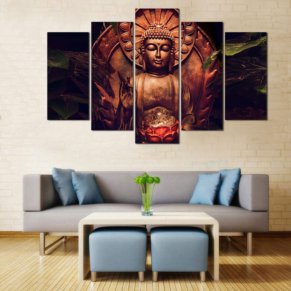Thumbnail: WENS "Lord Buddha" Laminated 5 Panels Wall Art (24x40 Inch)