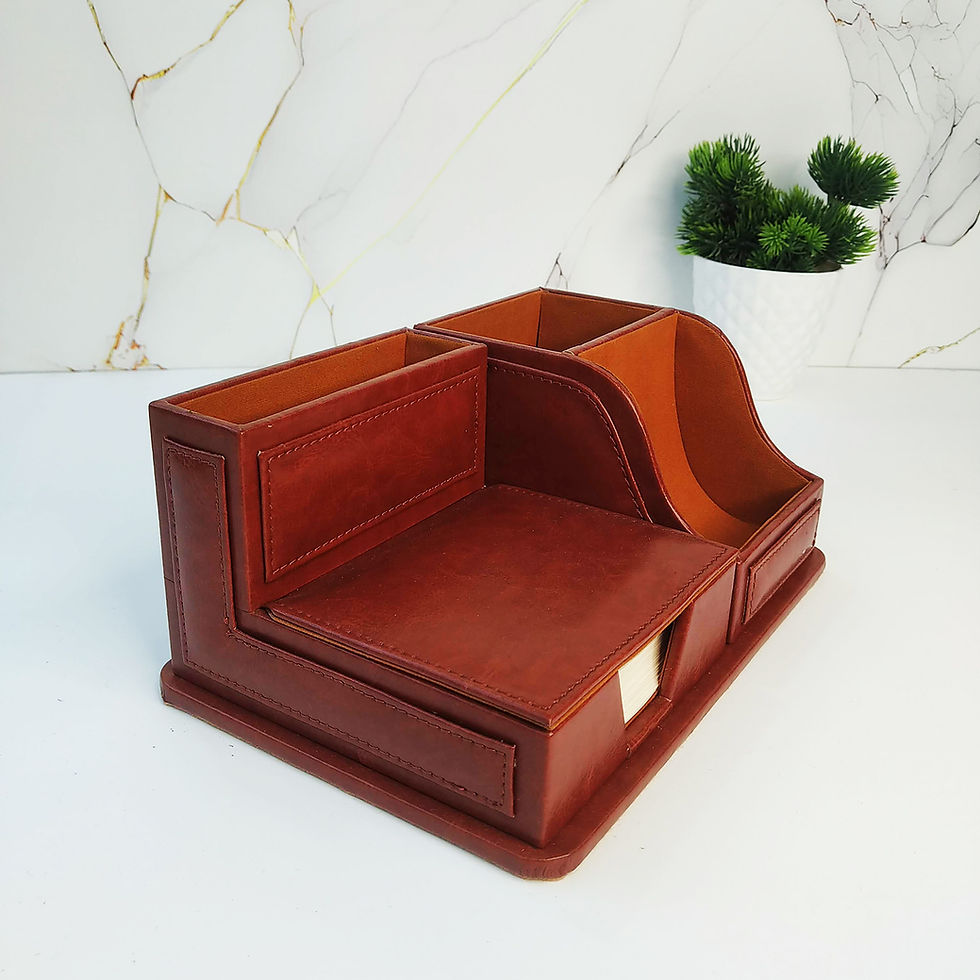 Thumbnail: Leather Pen,Pencil and Mobile Holder Stand for Office, Home Study Table