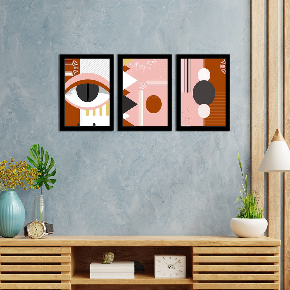 WENS Artistic Boho Art Framed Set of 3 Painting for Living Room