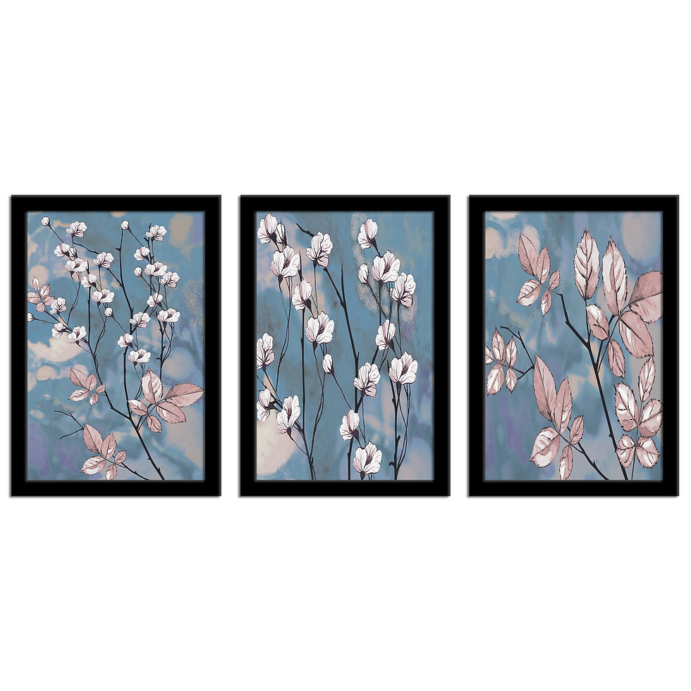 Thumbnail: WENS Framed "White Flower Wall Art Painting" Set of 3