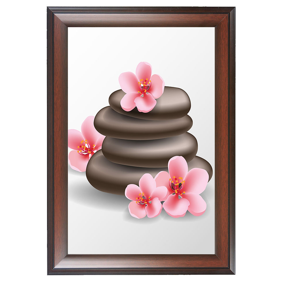 Thumbnail: WENS Pebbles With Flowers MDF Wall Art Painting, Multicolor