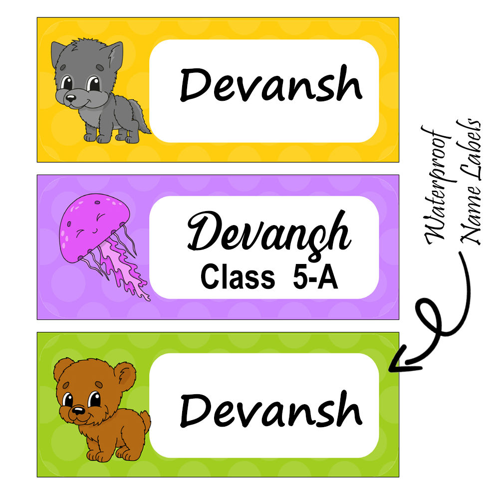 Assorted Waterproof Labels -  Animal Theme (70 Stickers)