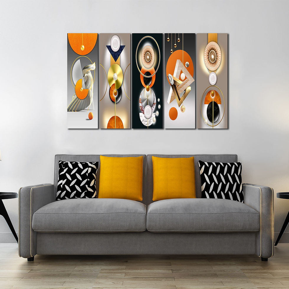 Thumbnail: WENS 3D Nordic Abstarct Art 5 Pieces Laminated Wall Panels