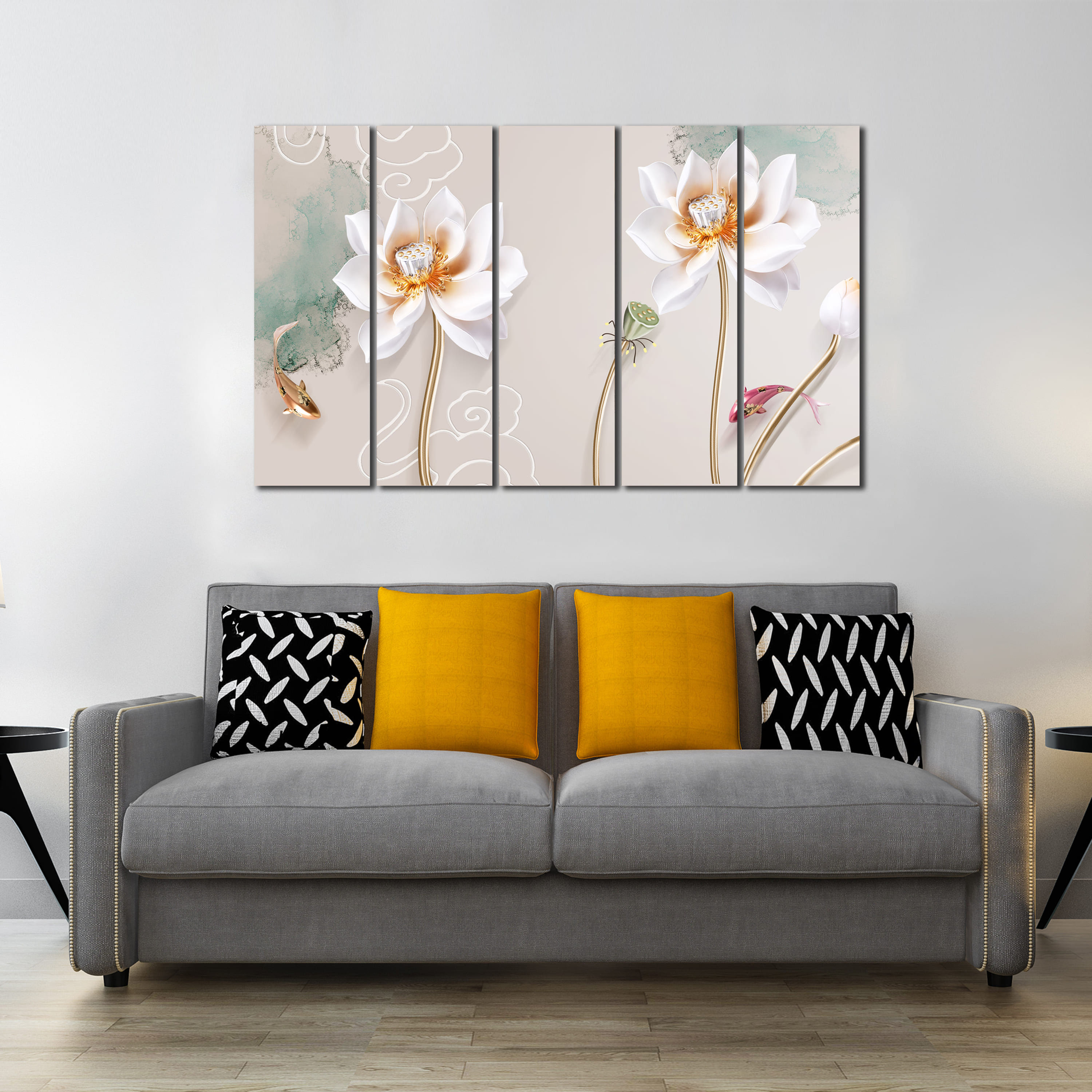 WENS Flowers Blossom 5 Pieces Laminated Wall Art Panels