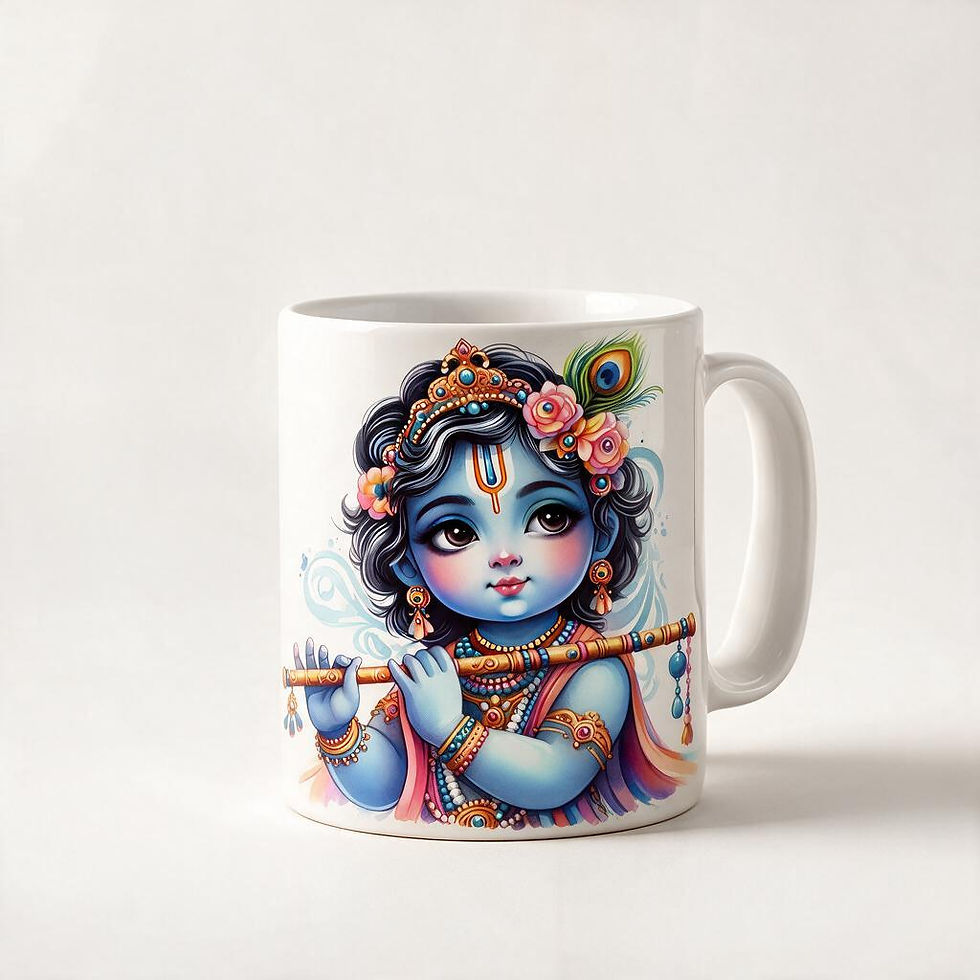 Thumbnail: Little Krishna Gift Set (Ceramic Coffee Mug + Cushion Cover + Photo Frame)