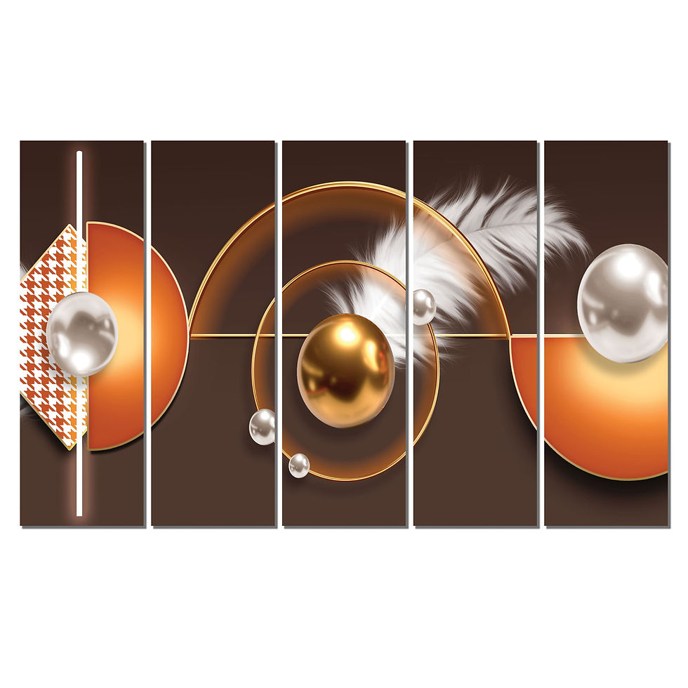 Thumbnail: WENS Feather Modern Art 5 Pieces Laminated Wall Art Panels