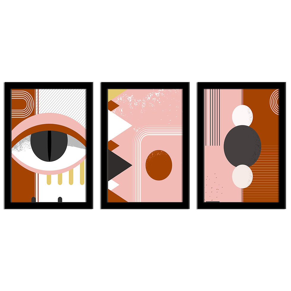 Thumbnail: WENS  Artistic Boho Art Framed  Set of 3 Painting for Living Room