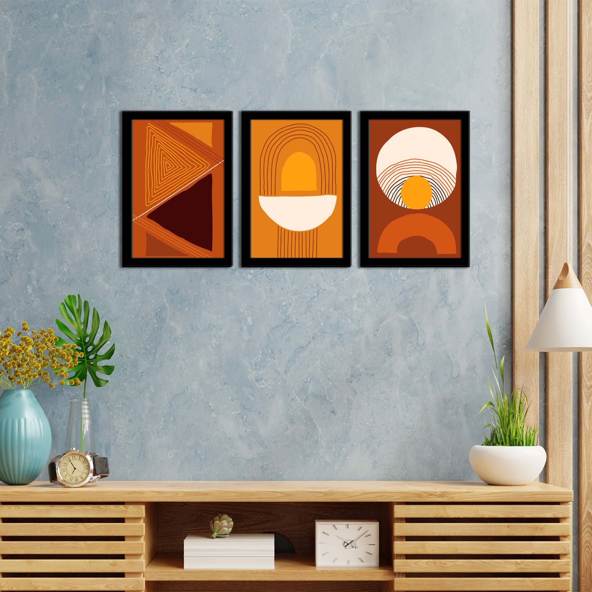 WENS Modern Framed Wall Art Set of 3 Painting for Living Room
